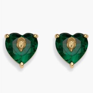KURT GEIGER Crystal Heart Stud Earrings - Green (NWT)